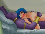 after_sex anthro bed blue_hair blush duo female furniture hair hairless hug male male/female male_anthro on_bed open_mouth short_hair sleeping setthh98 dragon_ball dragon_ball_super beerus bulma alien deity domestic_cat felid feline felis hairless_cat human mammal sphynx_(cat) 4:3 absurd_res hi_res