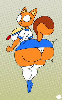 anthro asian_clothing big_butt bottomwear breasts bubble_butt butt clothing countershade_breasts countershade_tail countershading curvy_figure east_asian_clothing emanata eyelashes female flash_emanata footwear fur halftone_background hourglass_figure huge_butt japanese_clothing japanese_school_uniform legwear logo notched_ear orange_body orange_fur pattern_background rear_view school_uniform serafuku shoes simple_background skirt small_waist socks solo tail text thick_thighs thigh_highs thigh_socks underwear uniform wasp_waist wide_hips thatdawgmurray disney kiff_(series) kiff_chatterley mammal rodent sciurid tree_squirrel absurd_res aliasing artist_logo artist_name digital_media_(artwork) halftone hi_res signature
