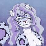 anthro curled_hair female fluffy fluffy_tail fur hair purple_hair solo tail white_body white_fur leeny felid mammal pantherine snow_leopard aurora_(disambiguation) 1:1 absurd_res hi_res