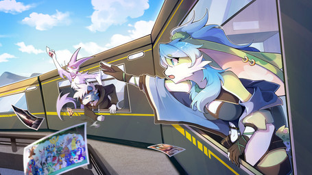 ambiguous_gender anthro black_clothing black_topwear blue_body blue_fur clothed clothing collar female feral fur green_body green_fur group hoodie photo pink_body pink_fur pokemorph tail topwear train trio vehicle white_body white_fur yellow_eyes neihai nintendo pokemon kian_(kianyemao) yemao_(kianyemao) canid canine felid generation_5_pokemon generation_7_pokemon lagomorph leporid liepard lycanroc mammal midnight_lycanroc pokemon_(species) rabbit shiny_pokemon absurd_res hi_res