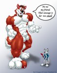 3_toes 4_fingers abs animal_genitalia anthro balls beard biceps big_muscles biped black_nose blue_clothing blue_shirt blue_topwear bottomless bottomless_anthro bottomless_male brown_beard brown_eyebrows brown_facial_hair brown_hair claws clothed clothed_anthro clothed_male clothing copyright_symbol countershade_face countershade_feet countershade_fur countershade_torso countershading deltoids dialogue dipstick_ears duo ear_markings ear_piercing ear_ring ear_stud extreme_size_difference eyebrows facial_hair featureless_chest feet finger_claws fingers food fur genitals gradient_background grey_background grey_body grey_fur hair hand_on_hip holding_food holding_object holding_sausage humanoid_hands larger_anthro larger_male looking_down_at_another looking_up_at_another male male_anthro meat monotone_tail multicolored_body multicolored_ears multicolored_fur muscle_size_difference muscular muscular_anthro muscular_male nude nude_anthro nude_male open_clothing open_mouth open_shirt open_smile open_topwear pecs piercing pink_inner_ear plantigrade red_body red_fur ring_piercing rolled_up_sleeves sausage sheath shirt shirt_only simple_background size_difference smaller_anthro smaller_male smile smiling_at_another speech_bubble standing symbol tail text toe_claws toes topwear topwear_only two_tone_body two_tone_fur two_tone_tail whisker_spots white_background white_body white_claws white_countershading white_eyebrows white_finger_claws white_fur white_inner_ear white_toe_claws teaselbone beef_stroganov teaselbone_(character) canid canine canis domestic_dog husky hybrid mammal nordic_sled_dog spitz wolf wolfdog 2007 artist_name character_name copyright_name digital_drawing_(artwork) digital_media_(artwork) english_text shaded