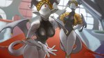 anthro duo female female/female horn machine membrane_(anatomy) membranous_wings tail wings omesore atomic_heart mythology left_(atomic_heart) right_(atomic_heart) dragon mythological_creature mythological_scalie robot scalie 2023 hi_res