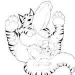 anal anal_vore anthro anus balls big_balls big_penis bodily_fluids butt duo feet fur genital_fluids genitals hair huge_balls huge_penis hyper hyper_balls hyper_genitalia hyper_penis male male/male open_mouth paws penis precum puffy_anus simple_background smile striped_body striped_fur stripes tail teeth tongue uvula vore willing_pred willing_prey pandottermon final_fantasy square_enix felid mammal moogle pantherine tiger hi_res