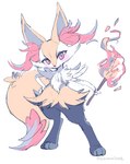 ambiguous_gender anthro biped blush daww fire inner_ear_fluff kemono simple_background solo stick tuft white_background amezawa_koma nintendo pokemon braixen generation_6_pokemon pokemon_(species) hi_res