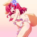 1:1 2014 animal_humanoid apron apron_only blush breasts brown_body brown_fur butt canid canid_humanoid canine canine_humanoid clothing dog_humanoid eyewear female fur glasses green_eyes hair hi_res humanoid looking_at_viewer mammal mammal_humanoid mostly_nude nipples no_game_no_life open_mouth red_hair simple_background solo stephanie_dola takeda_yukimura