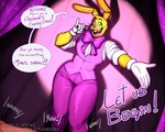 anthro bow_tie buckteeth clothed clothing dialogue electronics femboy freckles fur gloves green_eyes handwear head_tuft holding_object long_ears looking_at_viewer machine male microphone offscreen_character solo talking_to_viewer teeth text thick_thighs tuft whiskers yellow_body yellow_fur littlegeecko five_nights_at_freddy's five_nights_at_freddy's_4 scottgames spring_bonnie_(fnaf) animatronic lagomorph leporid mammal rabbit robot 2021 english_text hi_res watermark