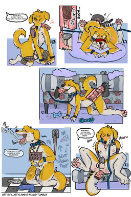 all_fours anal anthro arms_tied bathroom bdsm bedroom blue_dildo bodily_fluids bondage bound bowl butt butt_slap chastity_cage chastity_device collar contact_onomatopoeia container countershade_torso countershading cuff_(restraint) cutaway dialogue different_sound_effects dildo disembodied_penis dominant dominant_male dripping duo frogtied front_view fur gag genital_fluids genitals good_boy graffiti group heart_after_text heart_symbol impact_onomatopoeia internal kneeling leash leather leather_cuffs legs_tied lying male male/male male_penetrating multicolored_body multicolored_fur muzzle_(object) muzzled nipples offscreen_character on_front onomatopoeia open_mouth open_smile oral orgasm_denial over_sheath_chastity_cage peeing penetration penis pet_bowl pet_praise petplay pink_nipples praise precum precum_drip profanity psssh reddened_butt restraints roleplay rope saliva sex_toy sheath_chastity_cage side_view sign sitting slap slap_(sound_effect) smile snout solo_focus sound_effects spanking speech_bubble splurt spread_legs spreading spurting_sound_effect submissive submissive_male text text_with_heart two_tone_body two_tone_fur urine vocalization vowelless vowelless_sound_effect vowelless_vocalization watersports white_body white_countershading white_fur wishbone_mouth wrist_cuffs yellow_body yellow_fur conditional_dnp lustylamb kay_(slothdog) canid canine canis domestic_dog mammal 2:3 absurd_res english_text hi_res multiple_images multiple_scenes