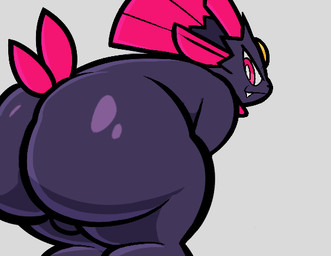 ambiguous_gender anthro balls big_butt butt butt_bump butt_focus cracks fangs forehead_gem gem genitals gesture group hand_gesture huge_butt looking_at_viewer looking_back male open_mouth purple_body shocked smear_frame smile teeth trio v_sign ream_n_cream zlut385 nintendo pokemon generation_2_pokemon generation_4_pokemon lucario pokemon_(species) sneasel weavile animated colored