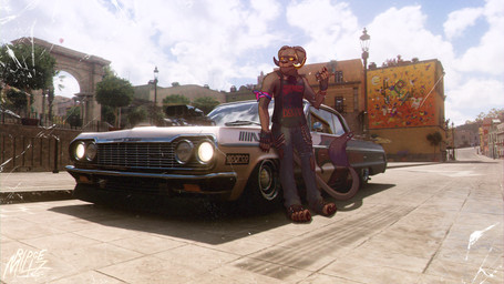 anthro bisexual_pride_colors boots car cigarette clothing drawing_over_photo fingerless_gloves footwear gloves handwear lgbt_pride looking_offscreen male photo_background pride_colors shirt shoes smoking smoking_cigarette solo tank_top topwear vehicle rottieridge forza forza_horizon health_(band) microsoft mythology playground_games xbox_game_studios ridge_(rottieridge) canid canid_demon canine canis demon domestic_dog hellhound mammal mastiff molosser mythological_canine mythological_creature rottweiler 16:9 hi_res mixed_media photography_(artwork) widescreen