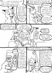 2016 anthro bed black_and_white bonnie_hopps canid canine carrot cellphone chest_tuft clothed clothing comic dialogue disney duo electronics english_text eric_schwartz facepalm female food fox furniture gagging hi_res humor inside judy_hopps lagomorph leporid male mammal monochrome nick_wilde parent_(lore) phone plant predator/prey rabbit red_fox sitting skimpy smile standing stu_hopps text tongue tongue_out topless true_fox tuft underwear vegetable zootopia