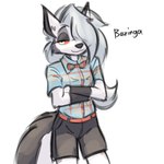 anthro biped bottomwear clothed clothing female fur hair shirt shorts simple_background smile solo tail topwear white_background advos helluva_boss young_sheldon loona_(helluva_boss) canid canine mammal 1:1