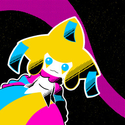 ambiguous_gender anthro blue_eyes cmyk cosmic_background not_furry solo space space_background malegardevoir cartoon_network_palette_challenge nintendo pokemon generation_3_pokemon jirachi legendary_pokemon pokemon_(species) 1:1 2022 halftone restricted_palette screentone