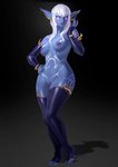 armwear breasts clothing ear_piercing elbow_gloves feet female genitals gloves hair handwear legwear medium_breasts mostly_nude nipples not_furry piercing pussy simple_background solo stockings tattoo toes white_hair bremonqueen_(artist) blizzard_entertainment warcraft amel_(amellewd) elf humanoid nightborne hi_res