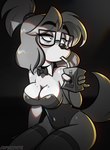 alcohol anthro beverage bow_tie breasts bunny_costume choker clothing costume drinking_straw eyebrow_through_hair eyebrows eyelashes eyewear female glasses glistening hair jewelry juice_box legwear leotard necklace shirt_collar solo thigh_highs translucent translucent_hair wine psicoyote animal_crossing nintendo isabelle_(animal_crossing) canid canine canis domestic_dog mammal shih_tzu toy_dog 2025 black_and_white detailed digital_drawing_(artwork) digital_media_(artwork) hi_res monochrome