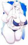 anthro big_breasts bikini blue_eyes breasts cleavage clothed clothing curvy_figure female fur hair hand_on_hip huge_breasts kemono long_hair looking_at_viewer navel simple_background solo swimwear thick_thighs two-piece_swimsuit voluptuous white_body white_fur white_hair cakewasgood clemenceau_(cakewasgood) canid canine fox mammal 5:8 absurd_res hi_res