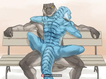 5_fingers anal anal_penetration anthro anthro_on_anthro anthro_penetrated anthro_penetrating anthro_penetrating_anthro bench blue_body butt clenched_teeth countershading duo exhibitionism eyes_closed fingers from_front_position grey_body hug looking_pleasured male male/male male_penetrated male_penetrating male_penetrating_male mastery_position narrowed_eyes nude obscured_anal obscured_penetration obscured_sex pecs penetration penile penile_penetration penis_in_ass power_bottom public public_nudity public_sex scrunchy_face sex sitting smile spread_arms spread_legs spreading straddling stripes teeth text thick_thighs yellow_eyes pngx crocodile crocodilian reptile scalie 2020 4:3 hi_res signature url