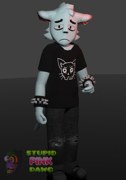 alternative_fashion anthro clothed clothing ear_piercing ear_ring emo fully_clothed jewelry male piercing ring_piercing sad solo text stupidpinkdawg desmond_(rawdawgcomics) felid feline mammal 3d_(artwork) digital_media_(artwork) english_text