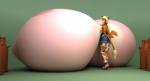 3d_(artwork) annabelle_cow anthro anthroanim big_breasts blonde_hair bottomwear bovid bovine breasts cattle clothed clothing digital_media_(artwork) female fur hair hi_res horn huge_breasts hyper hyper_breasts looking_at_viewer mammal nipples shorts simple_background smile solo standing topless