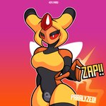 anthro black_body breasts bulge gynomorph insect_wings intersex lock_bulge lock_symbol looking_at_viewer medium_breasts multicolored_body null_bulge orange_body red_sclera solo text white_eyes wings yellow_body rem_phase nintendo pokemon generation_4_pokemon pokemon_(species) vespiquen 1:1 2024 absurd_res english_text hi_res