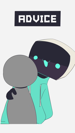 ambiguous_gender anthro bodily_fluids chest_tuft clothing dialogue digitigrade drawing_tablet duo faceless_character fur hoodie inner_ear_fluff paws simple_background sweat sweatdrop tail text topwear tuft whiskers minbitt minbitt_(character) felid humanoid mammal monitor_head 2026 2d_animation 9:16 animated digital_media_(artwork) english_text hi_res short_playtime sound video voice_acted
