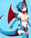 4:5 alternate_species animal_humanoid blue_hair clothed clothing dragon dragon_humanoid female generation_3_pokemon hair hi_res human humanized humanoid mammal membrane_(anatomy) membranous_wings mythological_creature mythological_scalie mythology nintendo pokemon pokemon_(species) pokemorph salamence scalie solo tail takeshima_(nia) wings