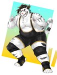 anthro humanoid_hands kemono male moobs nipples overweight overweight_male pink_nose simple_background solo white_body wrestling_singlet popcornduck2 lifewonders tokyo_afterschool_summoners licho_(tas) felid mammal pantherine tiger 2024 hi_res