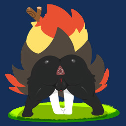 all_fours anthro anus bent_over big_tail biped black_body black_fur black_vulva butt butt_focus clitoris dipstick_tail female female_anthro fluffy fluffy_tail fur genitals grass hip_tuft humanoid_genitalia humanoid_vulva markings multicolored_body multicolored_fur nude nude_anthro nude_female object_in_tail orange_body orange_fur orange_tail_tip pink_anus plant presenting presenting_hindquarters rear_view simple_background solo stick stick_in_tail tail tail_markings transparent_background tuft two_tone_tail vulva yellow_body yellow_fur heyomaerow nintendo pokemon braixen canid generation_6_pokemon mammal pokemon_(species) 1:1 2026 absurd_res alpha_channel digital_drawing_(artwork) digital_media_(artwork) flat_colors hi_res lineless