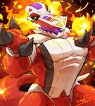 anthro anthrofied black_sclera claws featureless_crotch fire looking_at_viewer male muscular muscular_anthro muscular_male pecs pokemorph waddledox nintendo pokemon generation_9_pokemon pokemon_(species) reptile scalie skeledirge 2022 hi_res