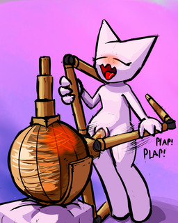 bodily_fluids dominant dominant_female duo female flustered genital_fluids holding_leg looking_pleasured lying machine male male/female motion_lines on_back penetration sex simple_background standing standing_sex text tongue tongue_out vaginal_fluids white_body handgrenade femtanyl voices_of_the_void kavotia token_(femtanyl) humanoid robot rozital hi_res