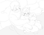 anthro belly blush duo human_on_anthro humanoid_hands interspecies kemono male moobs overweight overweight_male sitting water young young_anthro young_human young_male mootknk lifewonders tokyo_afterschool_summoners chubby_protagonist_(tas) protagonist_(tas) zhurong_(tas) ailurid human mammal red_panda 2021 5:4 hi_res monochrome