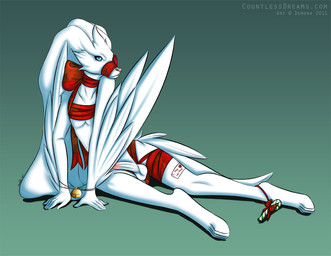 anthro balls black_sclera blue_eyes candy candy_cane dessert erection food genitals green_background holidays male muzzle_(object) muzzled penis pokemorph ribbons simple_background solo wrapped_up demona69 christmas nintendo pokemon generation_5_pokemon legendary_pokemon pokemon_(species) reshiram 2011