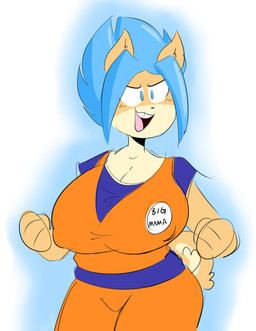 anthro big_breasts biped blue_eyes blue_hair breasts cleavage clothed clothed_anthro clothed_female clothing cosplay countershade_face countershading female fur hair huge_breasts nipple_outline open_mouth open_smile smile solo tail tan_body tan_fur teeth text tooth_gap jinu dragon_ball june_(jinu) canid canine canis domestic_dog mammal shiba_inu spitz 2018 digital_drawing_(artwork) digital_media_(artwork) english_description english_text hi_res portrait three-quarter_portrait