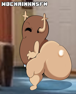 anthro antlers big_butt butt female horn huge_butt loli multicolored_body smile solo thick_thighs two_tone_body wide_hips young young_anthro young_female mochaink cartoon_network the_amazing_world_of_gumball polly_fitzgerald hi_res