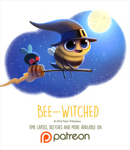 ambiguous_gender black_eyes clothing duo feral food hat headgear headwear honey_(food) humor insect_wings magic_user moon night open_mouth pun red_eyes simple_background sky star text visual_pun white_background wings witch witch_hat piper_thibodeau arthropod bee fly_(animal) hymenopteran insect 2016 digital_media_(artwork) digital_painting_(artwork) english_text painting_(artwork)