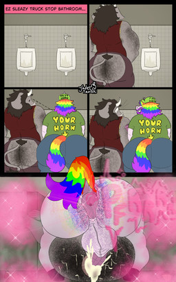 anal anal_hair anal_penetration animal_genitalia animal_penis anthro balls bathroom bathroom_sex black_hair bodily_fluids body_hair butt_hair cum cum_in_ass cum_inside duo equine_genitalia equine_penis fart fart_cloud fart_fetish farting_while_penetrating from_front_position genital_fluids genitals hair hairy horn leaking_cum lying male male/male mating_press missionary_position multicolored_hair musk musky_balls musky_butt musky_feet musky_penis on_back penetration penile penile_penetration penis penis_in_ass pink_fart_cloud public_restroom rainbow_hair rainbow_sprinkles_(jadetanuki) restroom_stall scrotum_flap sex truck_stop trucker urinal jadetanuki mythology titan_(titantuskin) bovid bovine cattle elephant elephantid equid equine hybrid mammal mythological_creature mythological_equine proboscidean unicorn 5:8 absurd_res comic hi_res