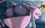 anthro bent_over big_breasts big_butt biped blurred_background bottomwear breasts butt clothing eyelashes female forehead_gem forked_tail frown gem looking_at_viewer looking_back looking_back_at_viewer miniskirt office_lady purple_body skirt solo tail thick_thighs unusual_anatomy unusual_tail blazedscarf nintendo pokemon vanessa_(gammainks) eeveelution espeon generation_2_pokemon pokemon_(species) hi_res