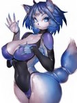 anthro big_breasts breasts camel_toe cleavage clothed clothing female leotard nipple_outline solo thick_thighs wide_hips fumio936 nintendo star_fox krystal_(star_fox) canid canine fox mammal 3:4 hi_res