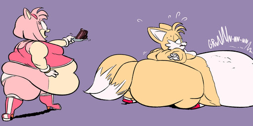 anthro belly big_belly big_butt bottomless breasts butt cake clothed clothing dessert dress duo feederism female food fur gloves handwear holding_cake holding_food holding_object huge_belly huge_butt hungry hyper hyper_belly hyper_butt male moobs morbidly_obese morbidly_obese_anthro morbidly_obese_male obese obese_anthro obese_female obese_male orange_body orange_fur overweight overweight_anthro overweight_female overweight_male panties red_clothing red_dress rumbling_stomach struggling thick_thighs underwear walking weight_difference ultrahand sega sonic_the_hedgehog_(series) amy_rose miles_prower canid canine eulipotyphlan fox hedgehog mammal hi_res