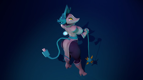 anthro big_breasts big_butt blue_background blue_ears blue_hair breasts butt clothing cord_tail eyelashes female hair holding_object holding_weapon looking_at_viewer looking_back machine multicolored_body simple_background smile smiling_at_viewer solo thick_thighs weapon white_clothing yellow_eyes nerlicore cryptiacurves_(modeler) deltarune undertale_(series) tasque_manager darkner felid feline mammal robot 16:9 3d_(artwork) digital_media_(artwork) hi_res source_filmmaker_(artwork) widescreen