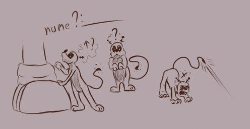 ambiguous_gender anthro asking directional_arrow female feral laser male micro question question_mark questioning_tone solo tail thin_tail beta_pup