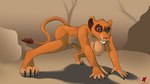 anthro areola big_breasts breasts female looking_at_viewer nipples nude rock solo harkrun disney the_lion_king vitani_(the_lion_king) felid lion mammal pantherine 16:9 hi_res widescreen