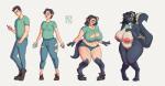 annoyed anthro base_one_layout basic_sequence big_breasts black_hair breast_growth breasts camel_toe cleavage clothed clothing female four_frame_image four_frame_sequence gender_transformation genitals growth hair human_to_anthro linear_sequence male mtf_transformation nipples one_row_layout overweight overweight_anthro overweight_female pussy shirt simple_background solo species_transformation tail tail_growth topwear torn_clothing transformation transformation_sequence weight_gain white_background arzarin human mammal mephitid skunk 2019 hi_res sequence