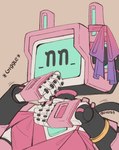 ambiguous_gender bow_tie cable clothed clothing dress eyes_closed female giggle machine night pink_clothing pink_dress solo star tail auveiss aveline_(auveiss) robot 2025 digital_media_(artwork) half-length_portrait portrait sketch