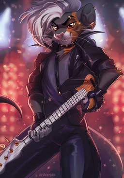 5_fingers anthro bass_guitar belt biped bottomwear brown_body brown_fur claws clothed clothed_anthro clothed_male clothing collar ear_piercing electric_guitar finger_claws fingers front_view fully_clothed fully_clothed_anthro fully_clothed_male fur gloves guitar hair handwear holding_guitar holding_musical_instrument holding_object jacket leather leather_bottomwear leather_clothing leather_jacket leather_pants leather_topwear looking_at_viewer male musical_instrument open_clothing open_jacket open_topwear pants piercing plucked_string_instrument red_eyes rocking_out simple_background smile solo spiked_collar spikes standing string_instrument tail teeth toony topwear white_hair yellow_sclera tlt_echelon jazz_bass ramsey_(actionhero555) mammal murid murine rat rodent 2025 detailed digital_media_(artwork) hi_res