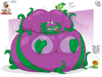 ambiguous_gender areola beard belly belly_expansion big_areola big_belly big_breasts big_butt black_eyes body_inflation breast_expansion breasts brown_beard brown_eyebrows brown_facial_hair brown_hair butt butt_expansion clothing covered_nipples dialogue empty_eyes expansion eyebrows eyeless facial_hair female flower green_body green_hair green_lips group hair huge_areola huge_belly huge_breasts huge_butt hyper hyper_areola hyper_belly hyper_breasts hyper_butt hyper_inflation hyper_lips immobile inflation leaf leaf_hair lips lying male morbidly_obese morbidly_obese_female morbidly_obese_humanoid motion_lines not_furry obese obese_female obese_humanoid on_front open_mouth orange_face overweight overweight_female overweight_humanoid petals pink_tongue plant plant_hair pseudo_hair purple_areola purple_background purple_body purple_mouth sharp_teeth shirt simple_background siphon_(anatomy) spikes spikes_(anatomy) striped_tongue talking_to_another tan_body tan_skin teeth text thick_lips three-quarter_view tongue tongue_out topwear vines weight_gain white_background white_clothing white_eyes white_shirt white_topwear yellow_petals guzzlord420 electronic_arts plants_vs._zombies plants_vs._zombies_heroes popcap_games chompzilla crazy_dave chomper_(pvz) elemental_creature elemental_humanoid flora_fauna flower_creature human humanoid mammal peashooter_(pvz) plant_humanoid sunflower_(pvz) 2026 absurd_res cel_shading colored digital_media_(artwork) english_text hi_res shaded signature