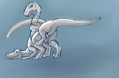 ass_up duo erection eyes_closed female female_penetrated feral feral_on_feral feral_penetrated feral_penetrating feral_penetrating_feral from_behind_position genitals looking_at_viewer looking_back looking_pleasured male male/female male_penetrating male_penetrating_female nude penetration penile penile_penetration penis penis_in_vagina raised_tail sex step_pose step_position tail tailbutt tongue tongue_out vaginal vaginal_penetration vulva yellow_eyes mr2cats dinosaur dromaeosaurid prehistoric_species reptile scalie theropod velociraptor blue_theme monochrome