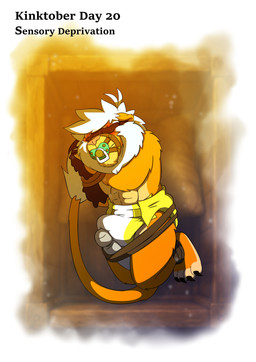 anthro arms_tied blindfold bound diaper gag hitachi_magic_wand legs_tied magicwand male pacifier pacifier_gag sensory_deprivation sex_toy solo vibrator wand_vibrator leoniro_the_inklion inklion absurd_res hi_res