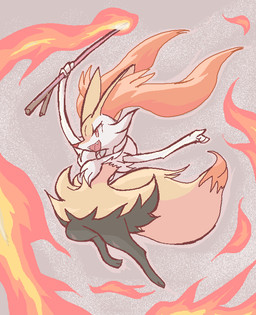 3_fingers action_pose ambiguous_anthro ambiguous_gender anthro arm_tuft big_tail biped black_body black_fur cheek_tuft chest_tuft cute_fangs digitigrade dipstick_tail elemental_manipulation eyelashes facial_tuft fangs fingers fire fire_manipulation flat_chested fluffy fluffy_tail front_view fur hip_tuft holding_object holding_stick inner_ear_fluff jumping markings multicolored_body multicolored_fur nude_ambiguous nude_anthro on_model open_mouth open_smile orange_body orange_eyes orange_fur orange_inner_ear_fluff orange_nose orange_tail_tip pointy_ears pose prick_ears raised_arms shoulder_tuft simple_background smile solo stick tail tail_markings teeth three-quarter_view tongue tuft two_tone_tail white_body white_fur yellow_body yellow_fur yellow_tail gd-058 nintendo pokemon braixen canid generation_6_pokemon mammal pokemon_(species) 2016 aliasing binary_drawing cel_shading colored digital_drawing_(artwork) digital_media_(artwork) full-length_portrait japanese_description portrait shaded
