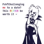 anthro black_markings black_sclera clothed clothing delta_rune_(emblem) fangs fingers fur horn long_ears male markings open_mouth rainbow_text simple_background smug solo standing symbol teeth text white_background crackers undertale undertale_(series) asriel_dreemurr_(god_form) boss_monster_(undertale) bovid caprine mammal 2020 english_text