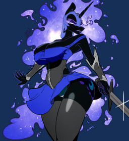 5_fingers angry anthro anthrofied armor big_breasts big_snout black_body black_fur blue_clothing blue_dress blue_eyes blue_sclera bracers breasts cleavage clothed clothing corset curvy_figure cutie_mark dress ethereal_hair ethereal_mane ethereal_tail eyelashes eyeshadow female fingers fur glistening glistening_body glistening_fur headgear helmet high_tights holding_melee_weapon holding_object holding_sword holding_weapon horn legwear lingerie long_ears looking_at_viewer makeup melee_weapon off_shoulder panties panty_shot pseudo_hair pseudo_mane purple_eyeshadow sharp_teeth simple_background solo starry_mane sword teeth thick_thighs thigh_highs topwear transparent_background underwear unicorn_horn voluptuous voluptuous_anthro voluptuous_female weapon white_clothing white_panties white_underwear wide_hipped_anthro wide_hipped_female wide_hips wings 2hrnap friendship_is_magic hasbro my_little_pony mythology nightmare_moon_(mlp) equid equine mammal mythological_creature mythological_equine winged_unicorn 2025 absurd_res alpha_channel digital_drawing_(artwork) digital_media_(artwork) hi_res